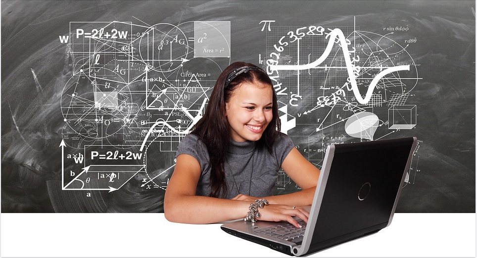 a student doing maths assignment on computer